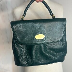 Chic Dark Green Leather Satchel